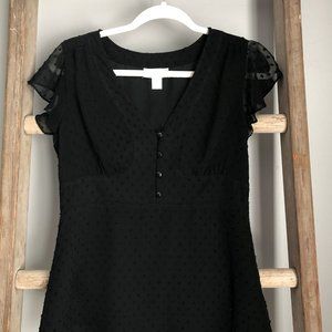 Black swiss dot top, size 4